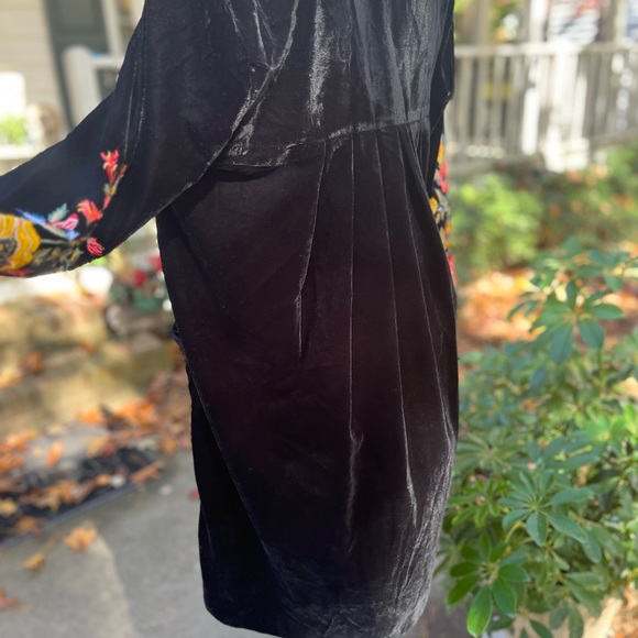 Free People Velour Appliqué Dress, Black, Large, EUC - Picture 8 of 8